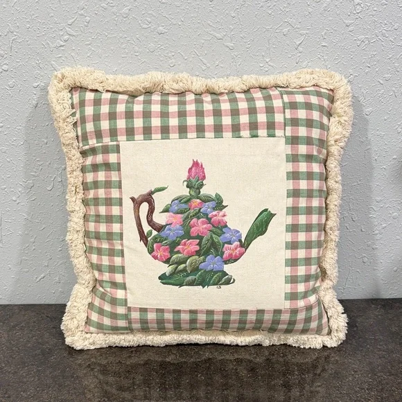 Floral‎ Teapot Decorative Pillow