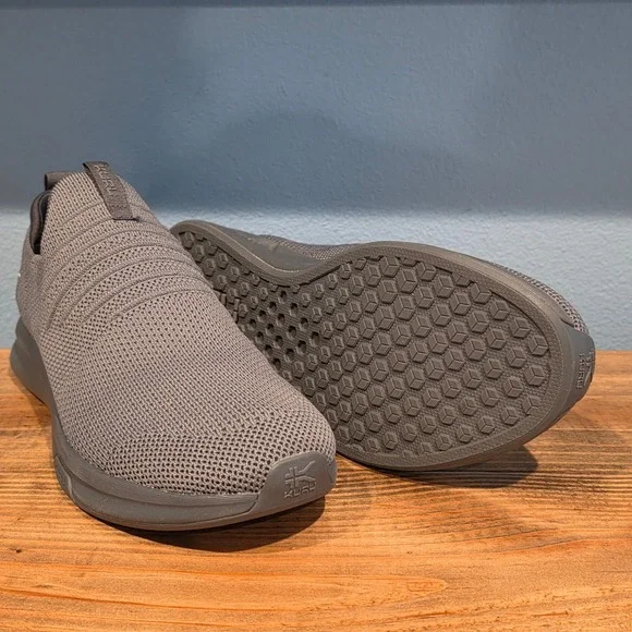 Kuru Mens Atom Slip-On Sneakers Grey Knit Orthopedic Walking Shoes‎ 8.5