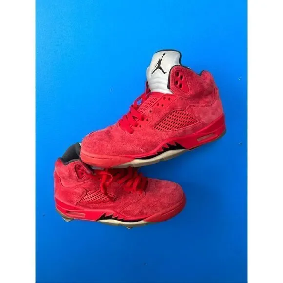 Nike Air Jordan 5 Retro Mens Size 8.5  Red Athletic Basketball Shoes 136027-602