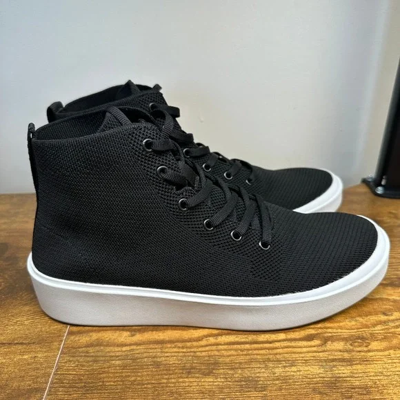 BYLT‎ Lido Hytop High Top Mens Black Knit Sneakers Shoes 8 Streetwear
