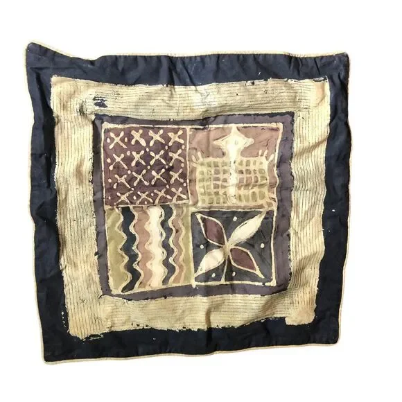 African Sadza Batik Zimbabwe Tribal Design Pillow Cover 21” Square Home Decor