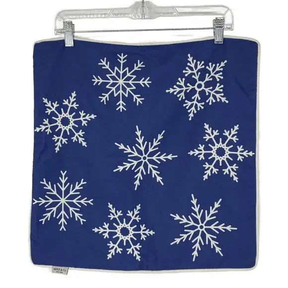 Mike & Co. Blue & White Snowflake Design Pillow Cover