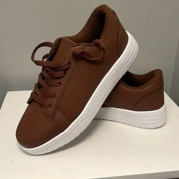 Unbranded Men's Brown Fashion Classic Solid Lace Up Sneaker Shoes Size 39