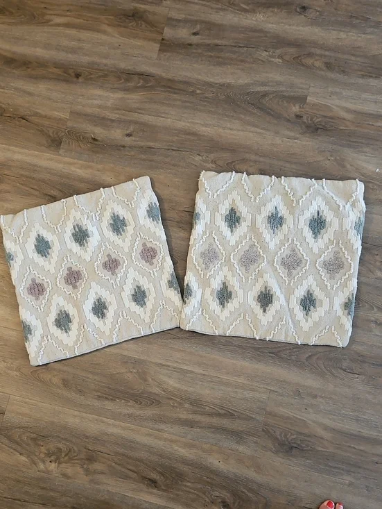 Neutral Ikat Pattern Throw Pillow Covers - Set of 2