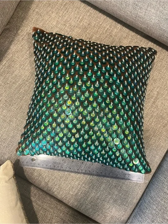 Green Sequin Decorative Pillow
