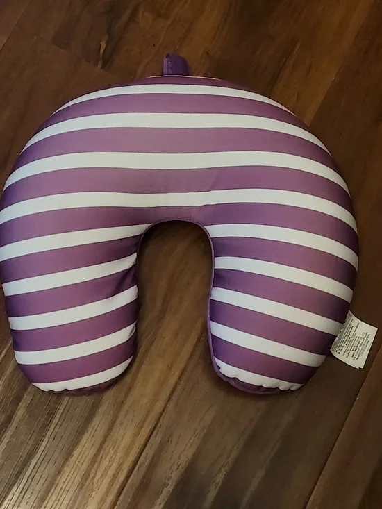 Striped Purple and White U-Shaped Travel Neck Pillow - Comfort Support