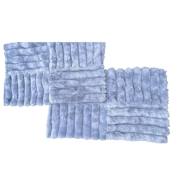 NWT Foindtower Pack of 2, Faux Fur Throw Pillow Covers Soft Fluffy, Smoke Blue