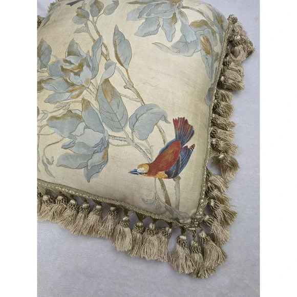 Windsong Heritage House Bird Leaf‎ Pillow Tassel Fringe 17