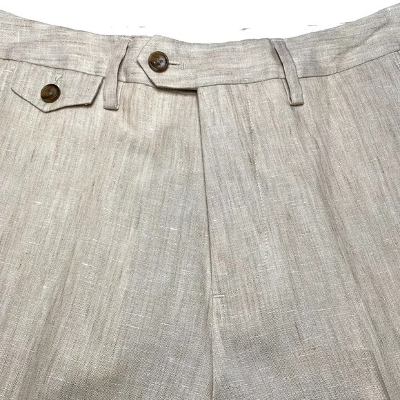 Bonobos Linen Pants 29x34 Slim Guabello Legend Flat Front Ivory Beige