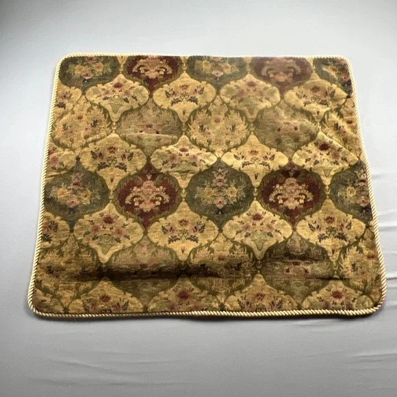 Vintage Square Tapestry Throw Pillow Cover Floral Damask Corded Edge (26