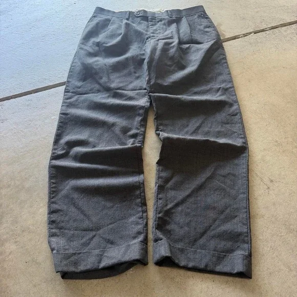 34x30 Grey Straight Wide Leg Dress Pants Y2K Grunge 2000s Vintage