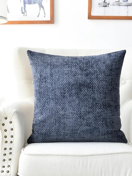 Navy Blue Chenille Throw Pillow Cover 19x19  NWOT
