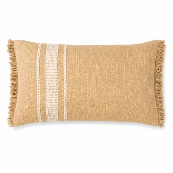 Threshold Oversized Woven Striped Lumbar Throw‎ Pillow Neutral/Cream 20x14