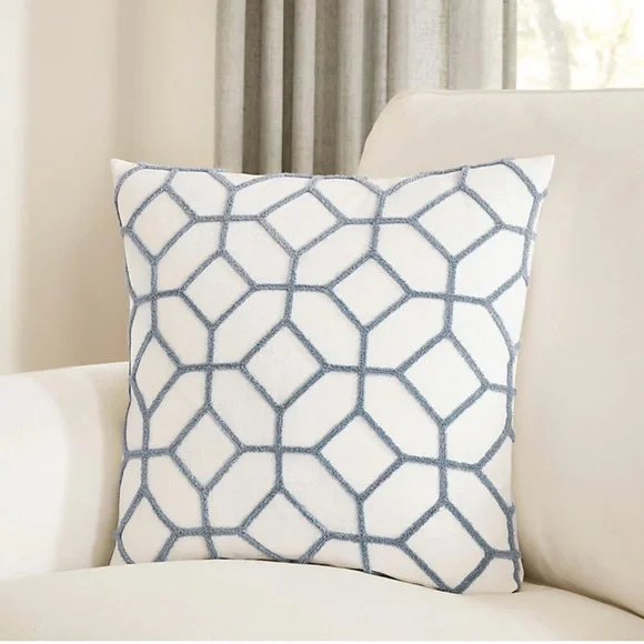 Ballard Design Inman Textured Trellis Pillow 20” Square Feather Insert Included