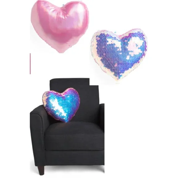 NICOLE‎ MILLER HOME 18x18 Paillette Heart Pillow