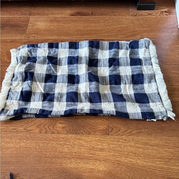 Plaid Accent Pillow Cover - Blue and White