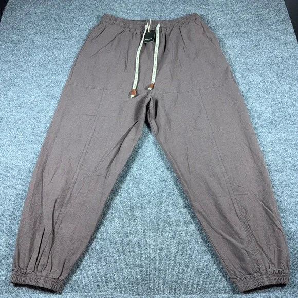 Kidoriman Mens XL Brown Cotton Jogger Pants Elastic Waist Drawstring Tapered NWT