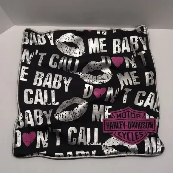 Harley Davidson Accent Throw‎ Pillow Cover Only Don't Call Me Baby Lipstick