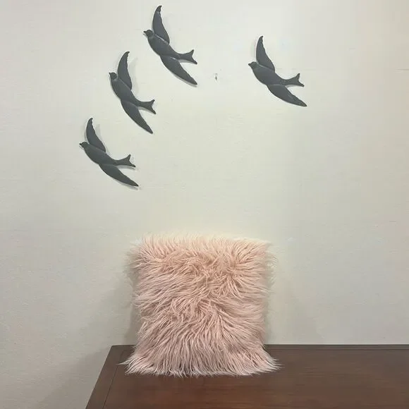 Phantoscope Peach Pink Faux Fur Pillow Cover & Insert ~ 18