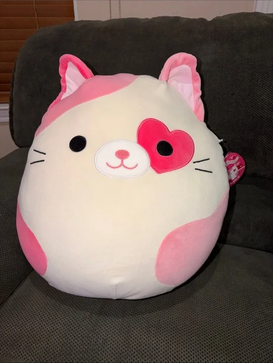 Squishmallows Susan Q Pink and Cream Cat Plush Pillow