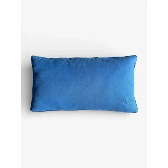 Lauren Ralph Lauren Blue Lumbar Accent Pillow 13.5x25 Monogram Classic Preppy
