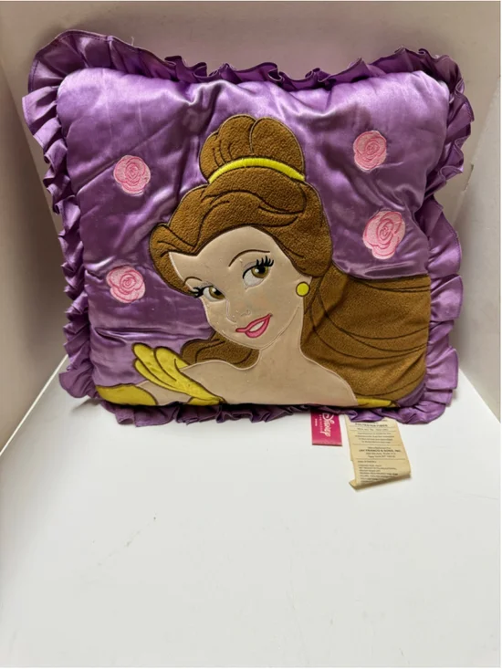 Vintage Disney Belle Accent Pillow 13” x 13” Purple & Brown