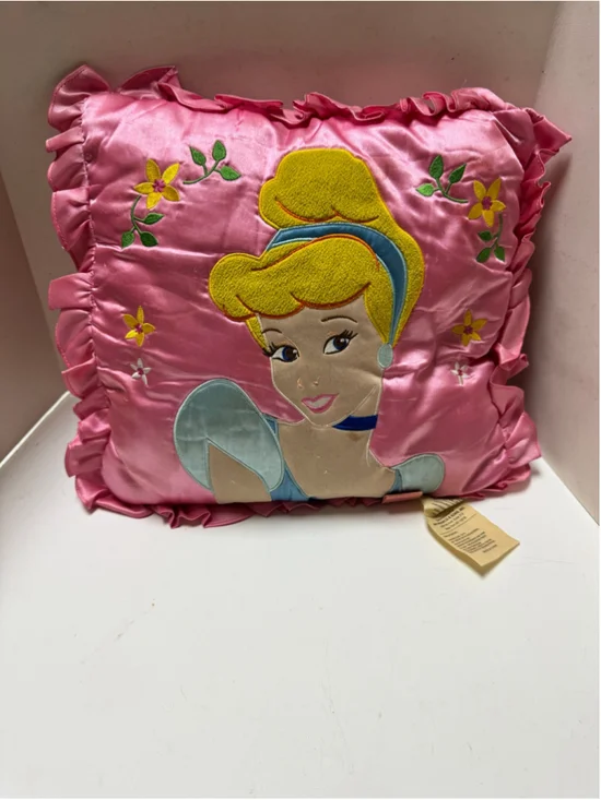 Disney Girls Cinderella Accent Pillow 12” x 12” Pink & Yellow