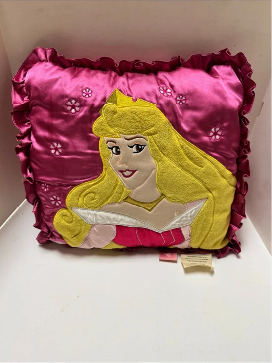 Vintage Disney Princess Aurora Accent Pillow Pink & Yellow 12” x 12”
