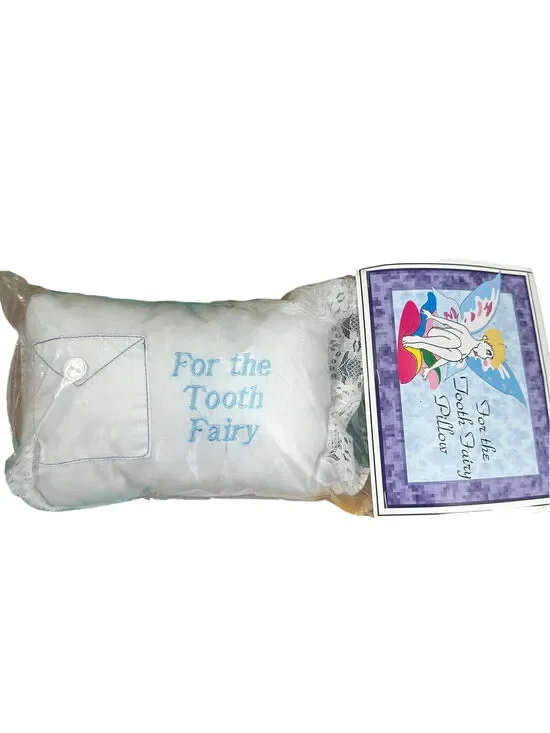tooth fairy pillow blue embroidered