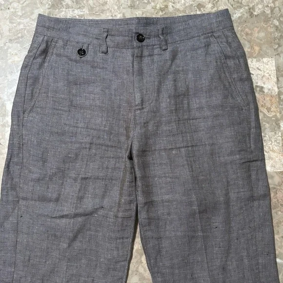 Murano Baird McNutt 100% Linen Pants Mens 30x29 Slim Fit Grey Salt Pepper Beach