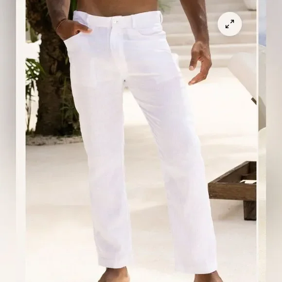 Kenny flowers men’s‎ xl the casa Blanca white linen blend vacation pants