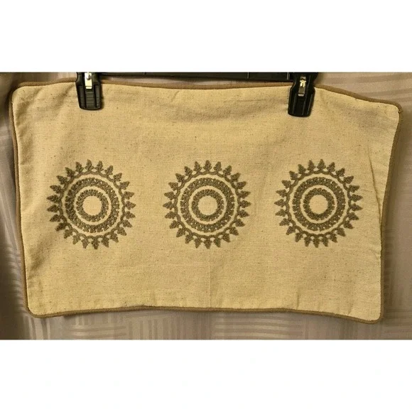 Hobby Lobby Beige Embroided‎ Mandala Throw Pillow Cover Case Zip Closure 19x12