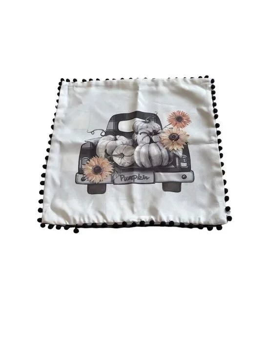 Autumn fall themed throw pillow cover. Hobby Lobby farm truck pumpkins sunflower