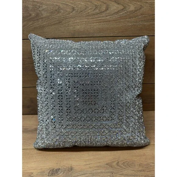 Sparkle Home Silver Madison Ave Jeweled Decorative Rhinestone Pillow 16