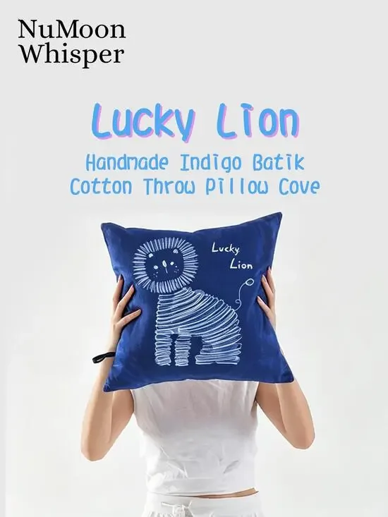 Handmade Animal Pillow Cover | Indigo Batik Throw Pillow Cover