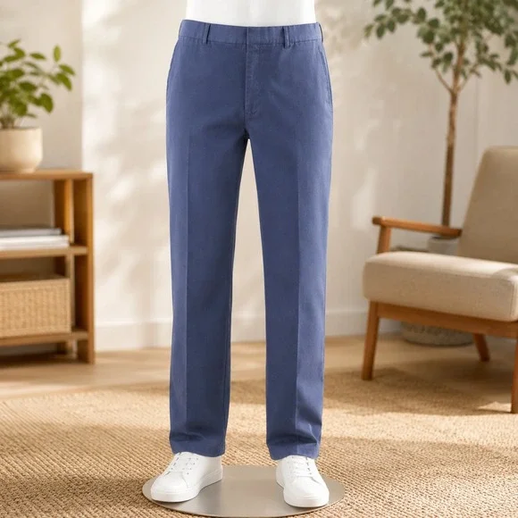 US Military Dress Trousers Mens 36R Navy Blue Uniform Pants Flat Front Creased