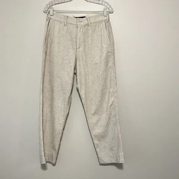 Abercrombie & Fitch Men’s Loose Linen Blend Pants Size 28x28 Tan Coastal Preppy