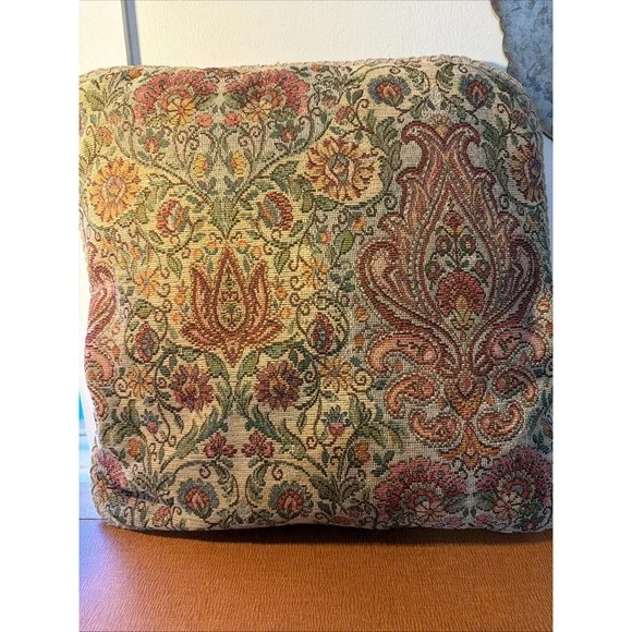Brown Burgundy Paisley Tapestry Throw Pillow / Decorative Pillow 16
