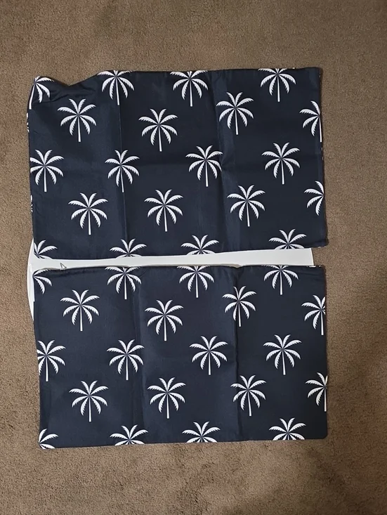 Navy Palm Tree Pillow Covers - Set of 2