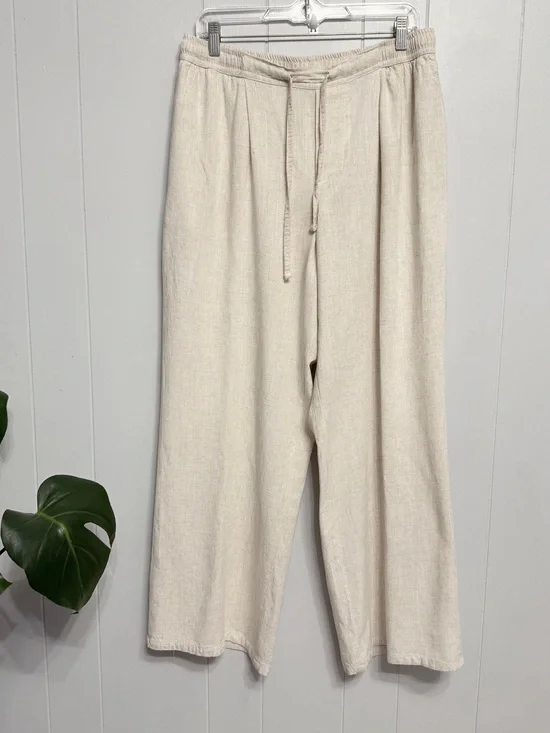 BoohooMan Relaxed Wide-Leg Drawstring   Linen Pants