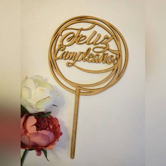 Wooden Feliz Cumpleaños Cake Topper. Happy Birthday Cake Topper. Cake Decor