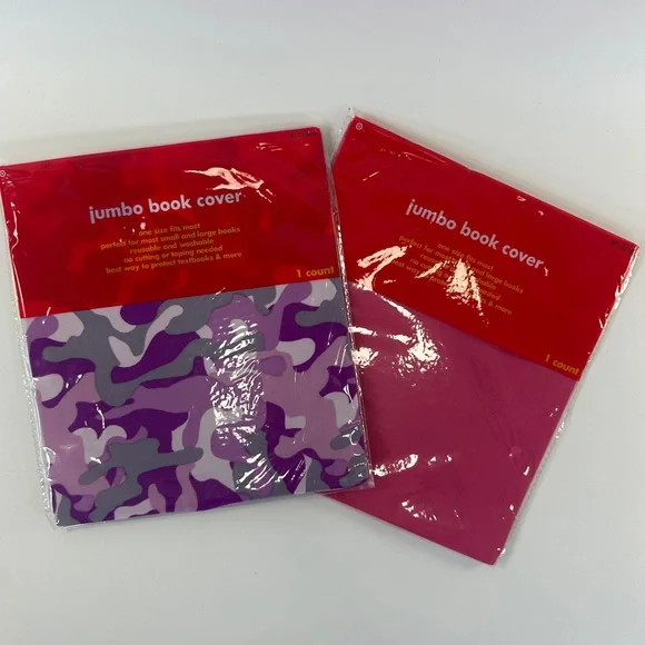 Y2K Set of 2 Stretchy Reusable‎ Jumbo Book Covers Camo Girly 2006