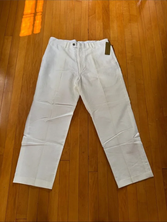 Axist Men's White Linen-Blend Casual Pants men’s 36x30