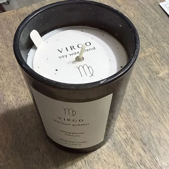 Virgo Charcoal Sage soy wax Candle- 8oz - 36hr burn time