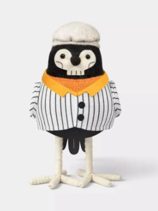 NWT Featherly Friends 'Bonesly' Skeleton Fabric Bird Figurine - Hyde and EEK!