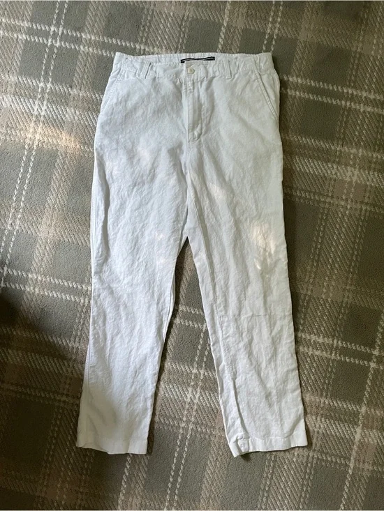 Nautica linen cotton blend white straight leg pants 33W 32L