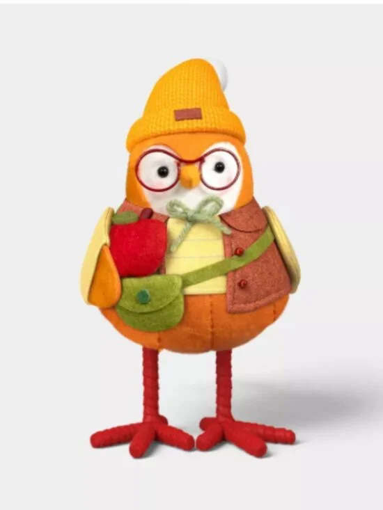 NWT Featherly Friend 'Cider' Halloween Harvest Apple Picker Fabric Bird Decor