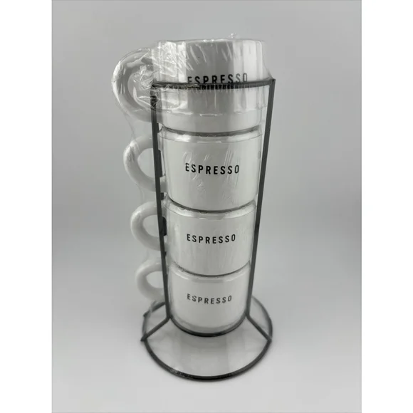 Target Bullseye Playground 5 Piece Espresso Mini Stackable Mugs Cups (NEW)