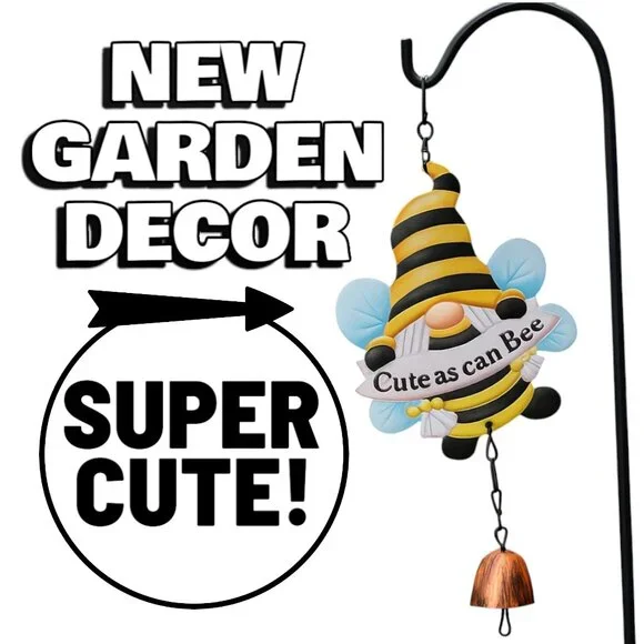 New Garden Decor Wind Chime Decoration Honeybee Bee Gnome Cute as can Bee Honey