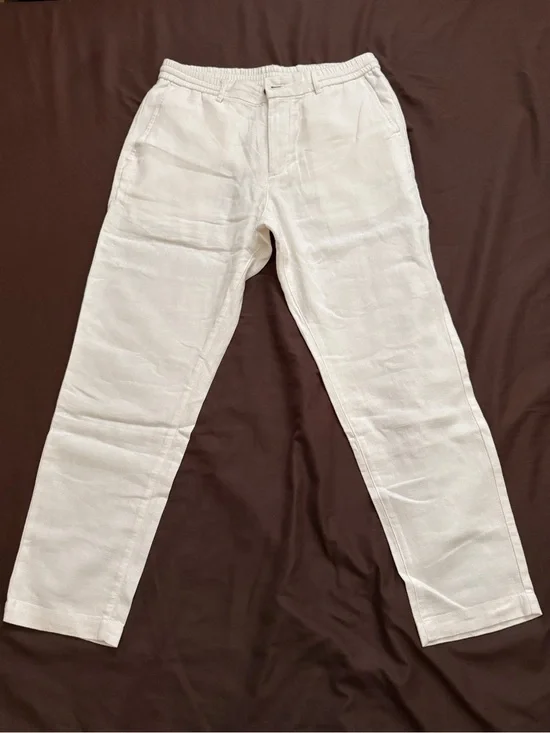 Banana Republic Factory Cream Linen-Blend Pants